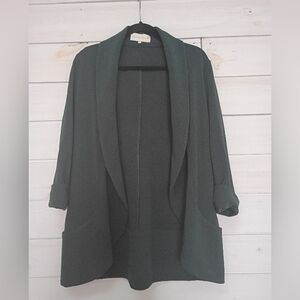Frenchmauve Dark Green Open Front Knit  Blazer